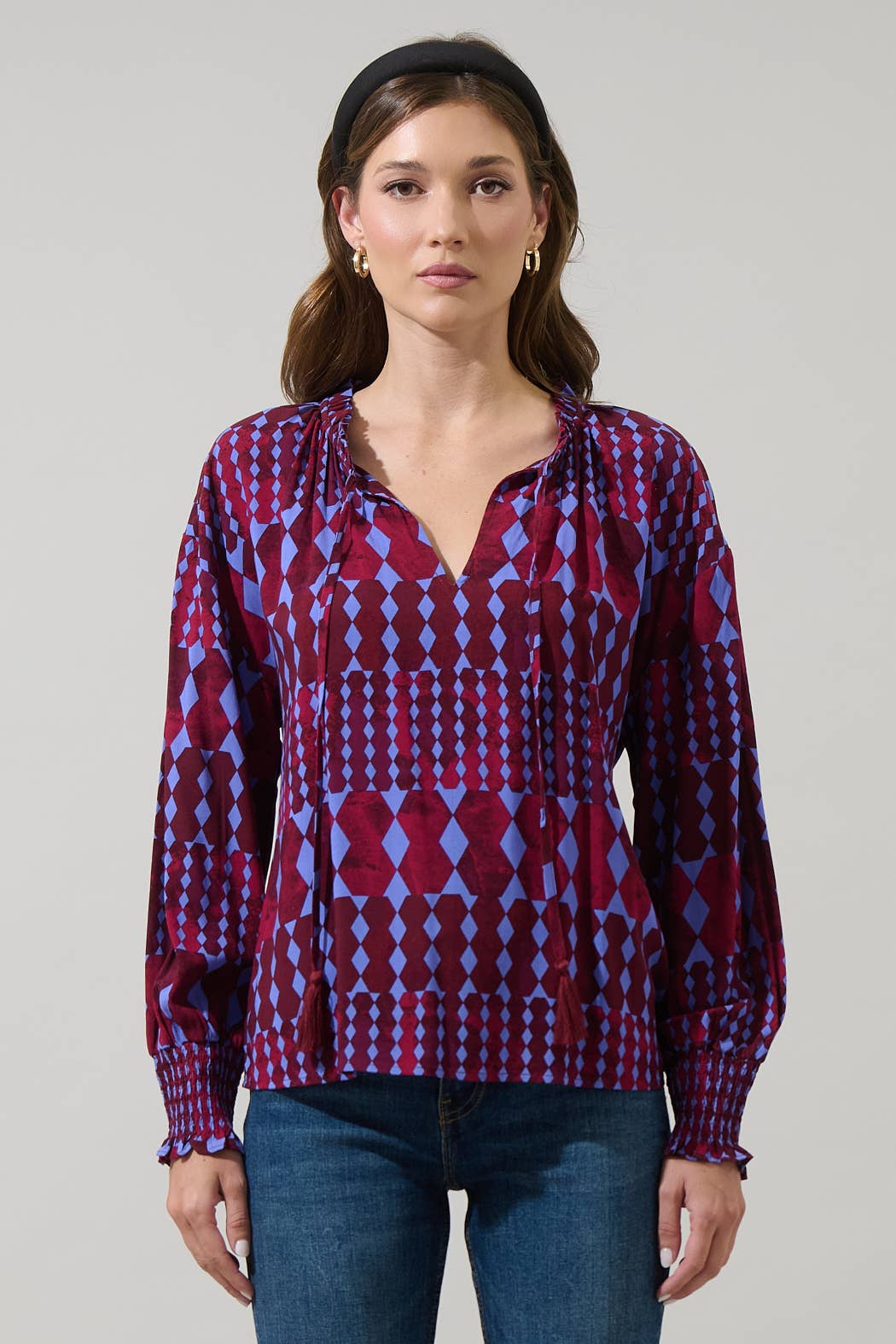 Abstract Weylin Split Neck Blouse