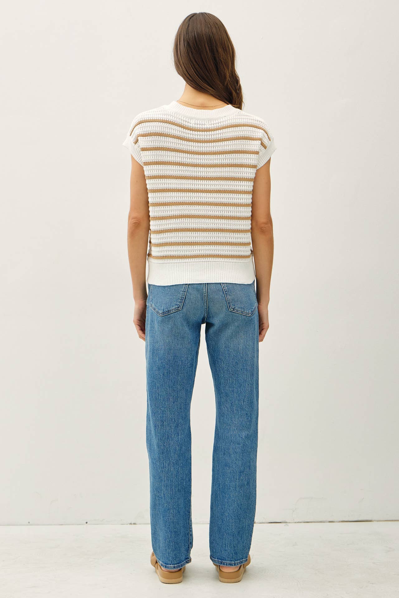 Striped Crochet Knit Top