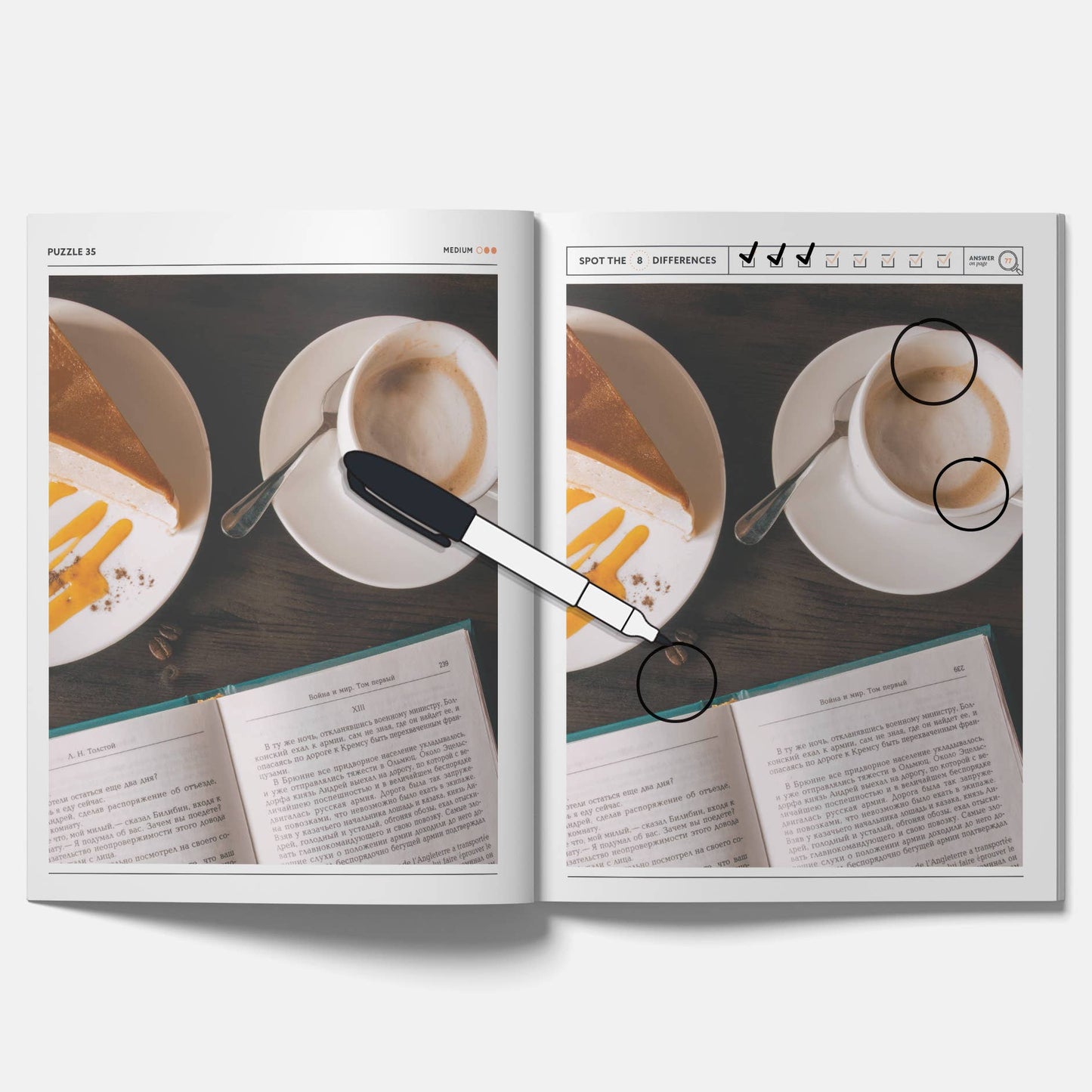 Coffee Spot the Difference Puzzles, I Spy Activity Book