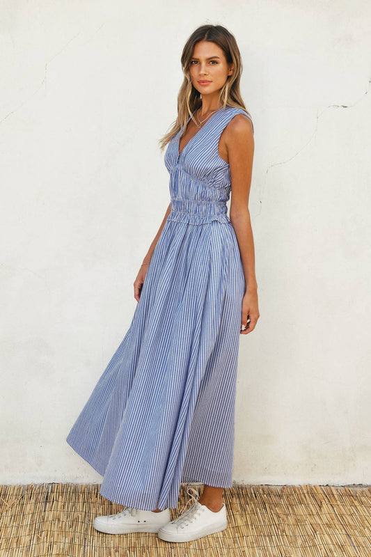 Poplin Striped Midi Dress