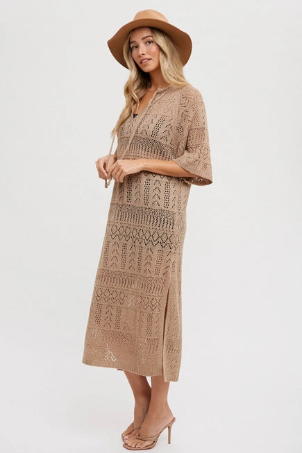Open Knit Midi Dress/Coverup