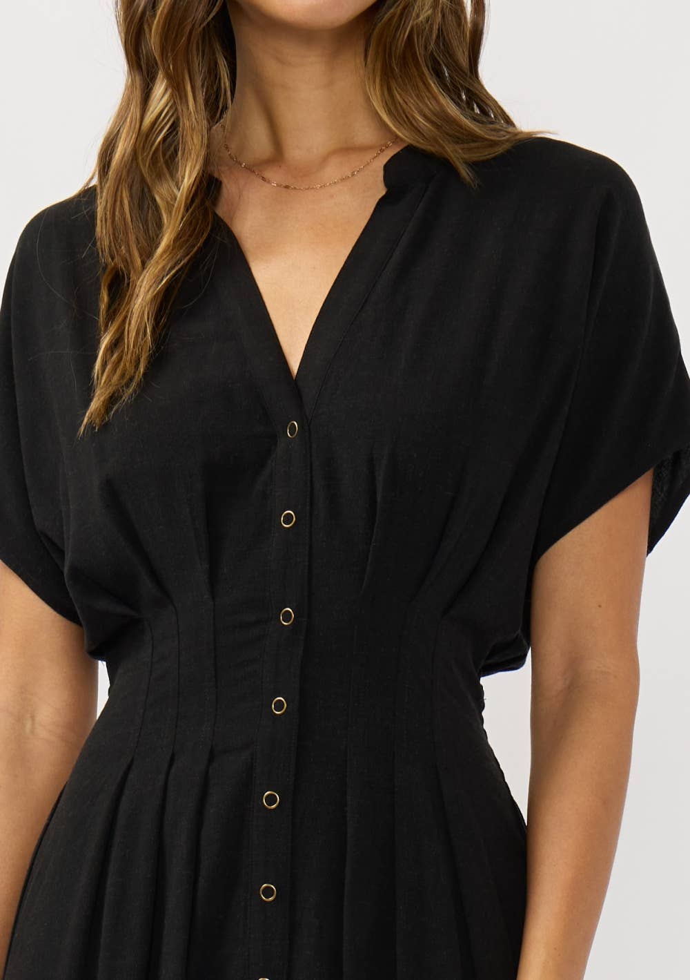 Daphne Pleated Waist Casual Linen Dress