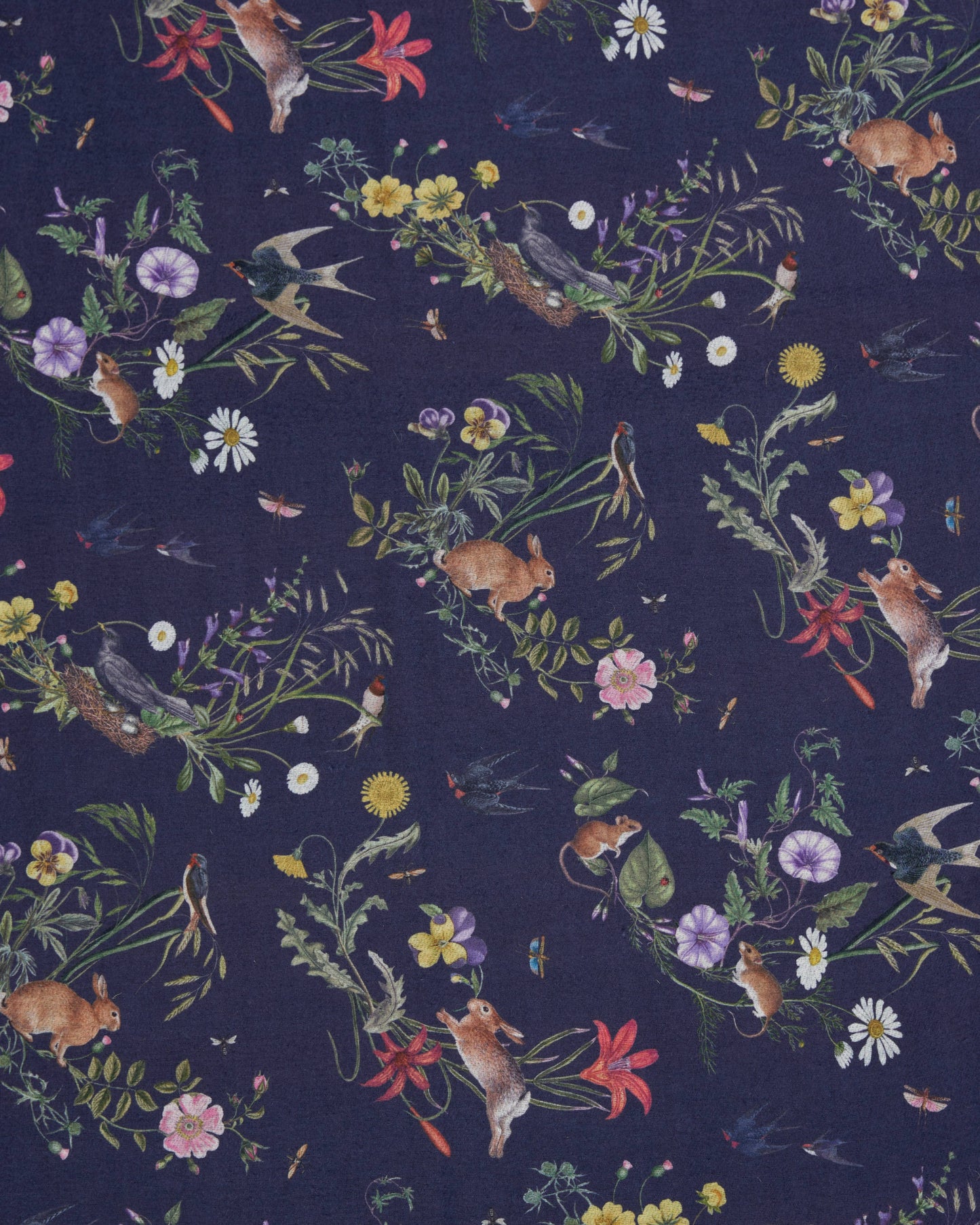 Navy Running Bunny Toile Fringe Scarf