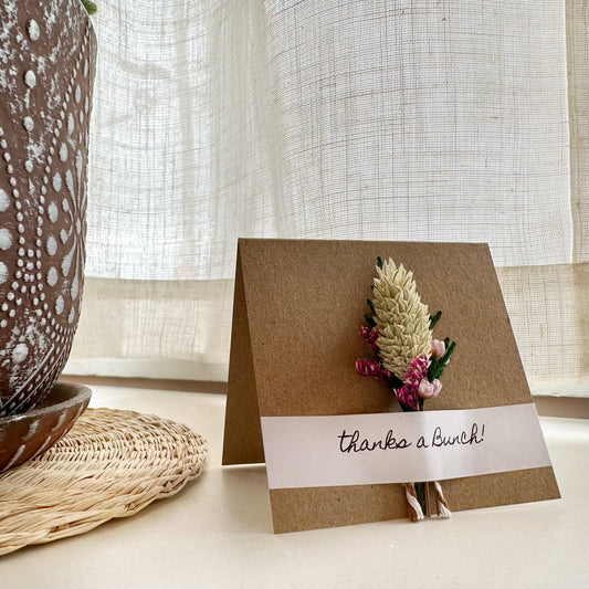 Thanks a Bunch Mini Dried Purple Floral Bouquet Card