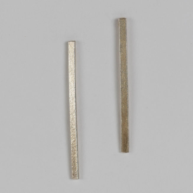 Silver Brass Bar Drop Earrings - Convertible