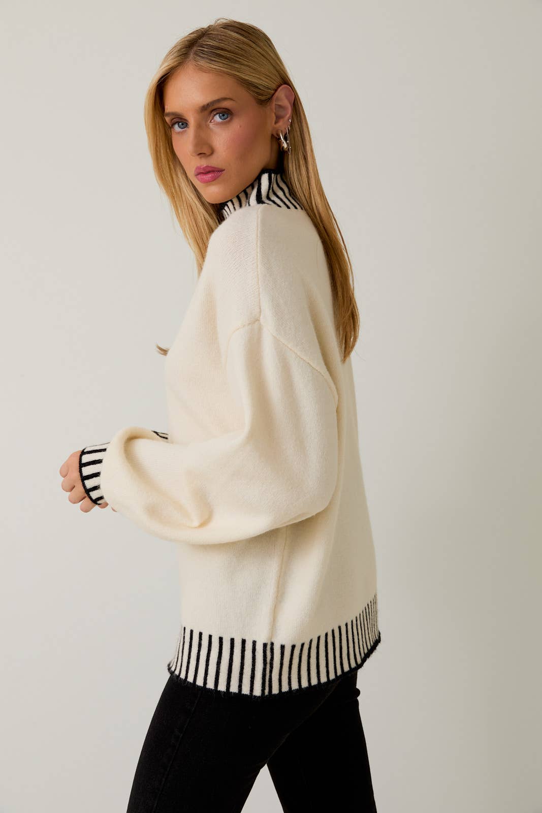 Sable Stitch Mock Neck Sweater