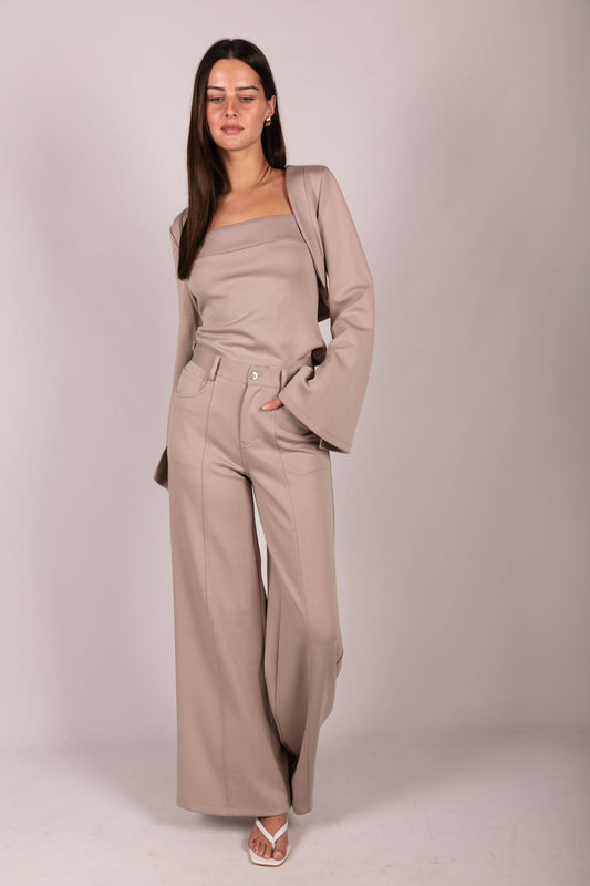 P. CILL Butter Modal Pleated Wide Leg Trousers