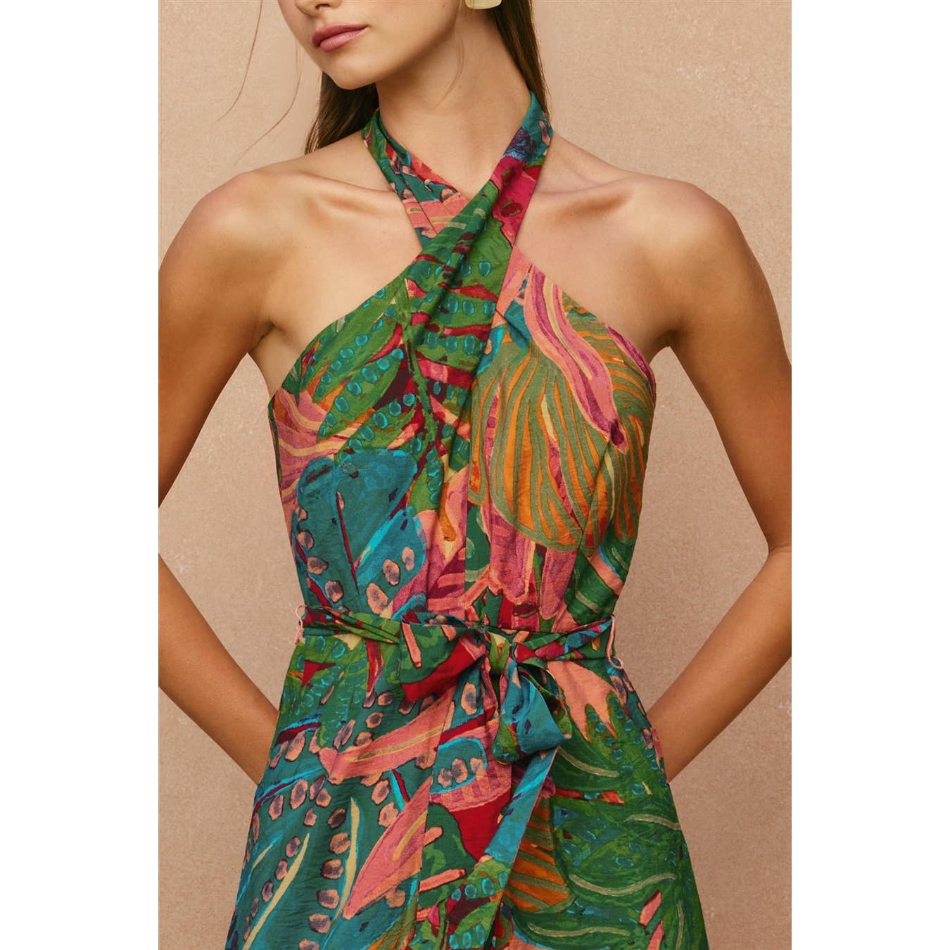 Paradise Crossed Halter Neck Jumpsuit