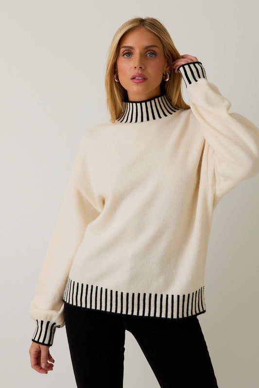 Sable Stitch Mock Neck Sweater