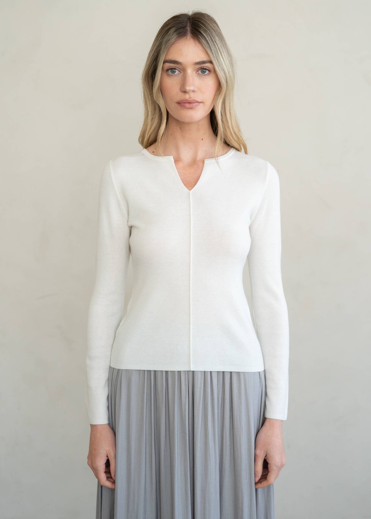 Soft Slim V-Notch Sweater Top