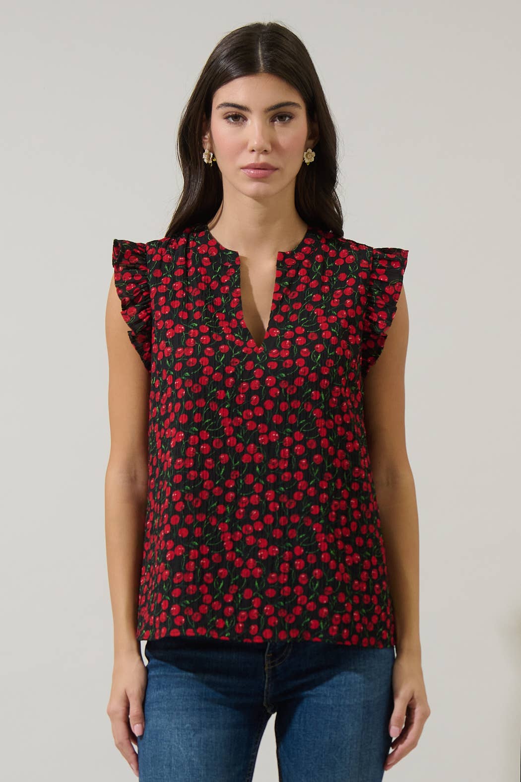 Cherry Crush Ruffle Blouse