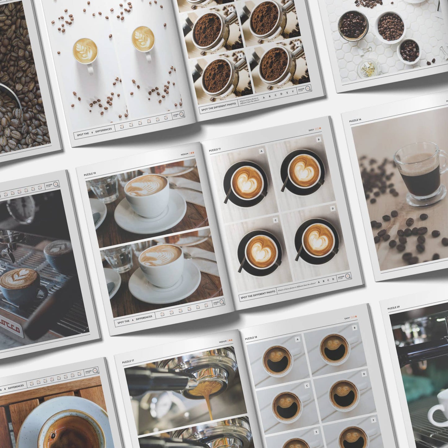 Coffee Spot the Difference Puzzles, I Spy Activity Book