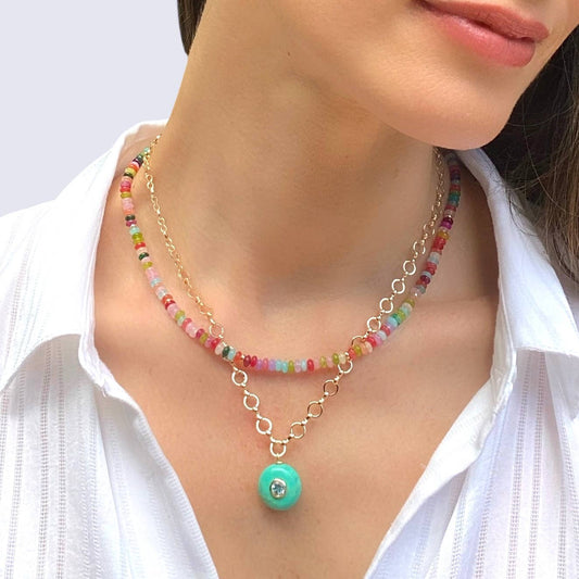 Lapis & Blue Topaz Petite Loop Necklace