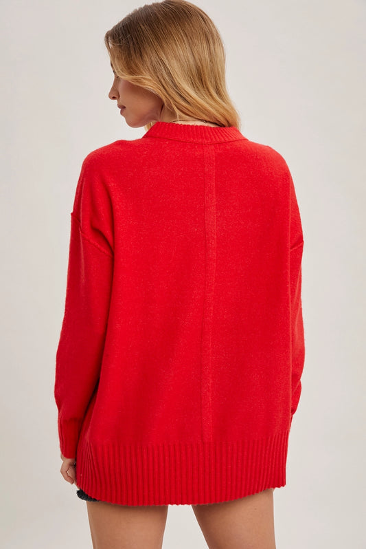 Crew Neck Sweater - Ruby