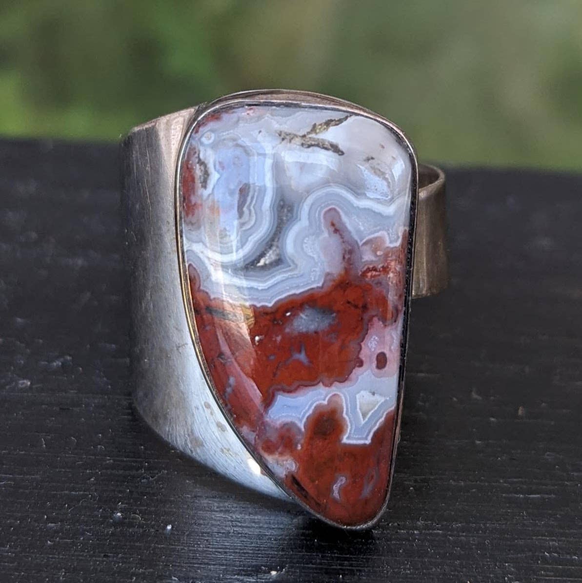 Crazy Lace Agate Cuff Ring