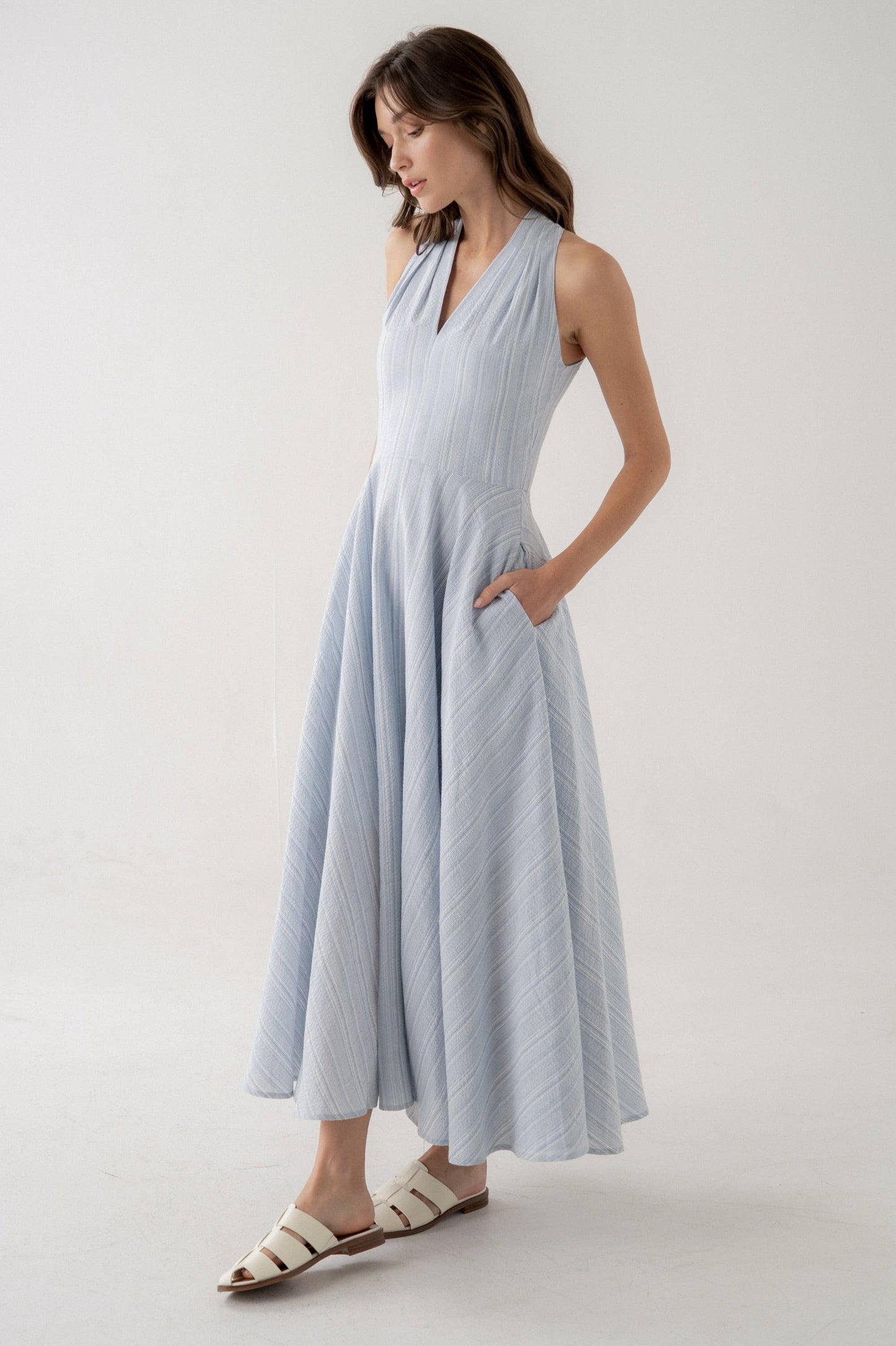 Flared Full Skirt Midi Dress