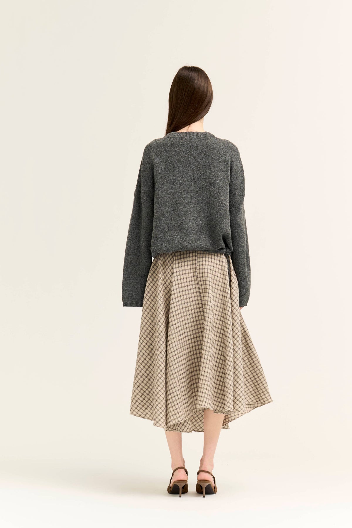 Unbalanced Plaid Flannel Wrap Skirt