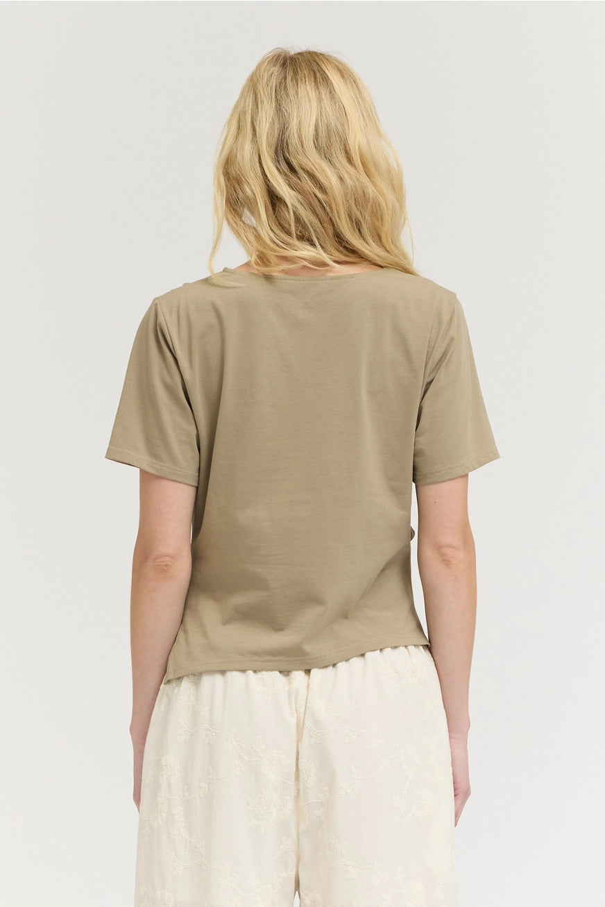 Asymmetric Jersey Top - Dry Sage