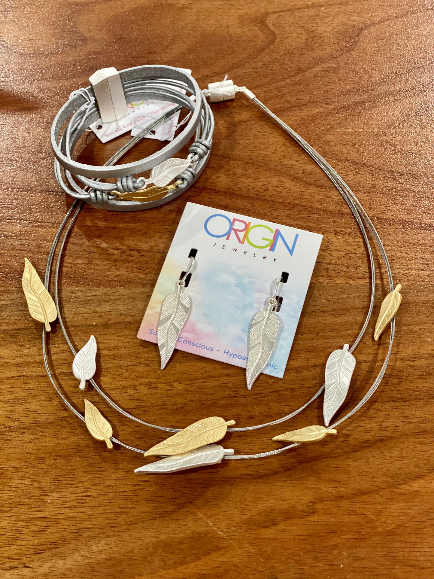 Silver & Gold Leaf Necklace
