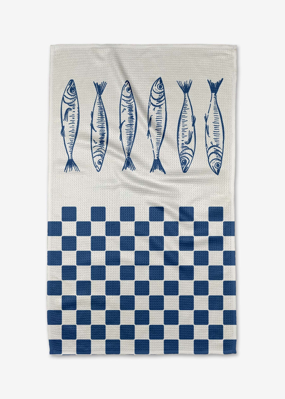 Geometry Sardine Check Blue Tea Towel