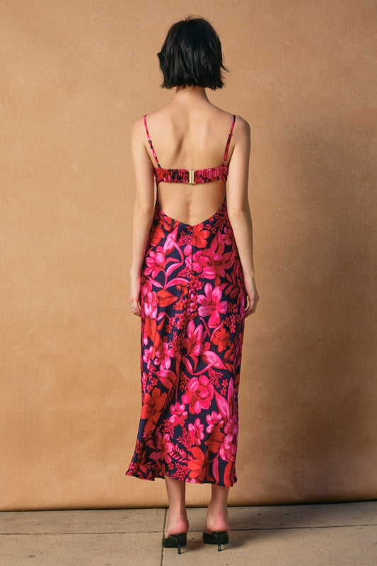 Luminous Lace Trim Slip Midi Dress