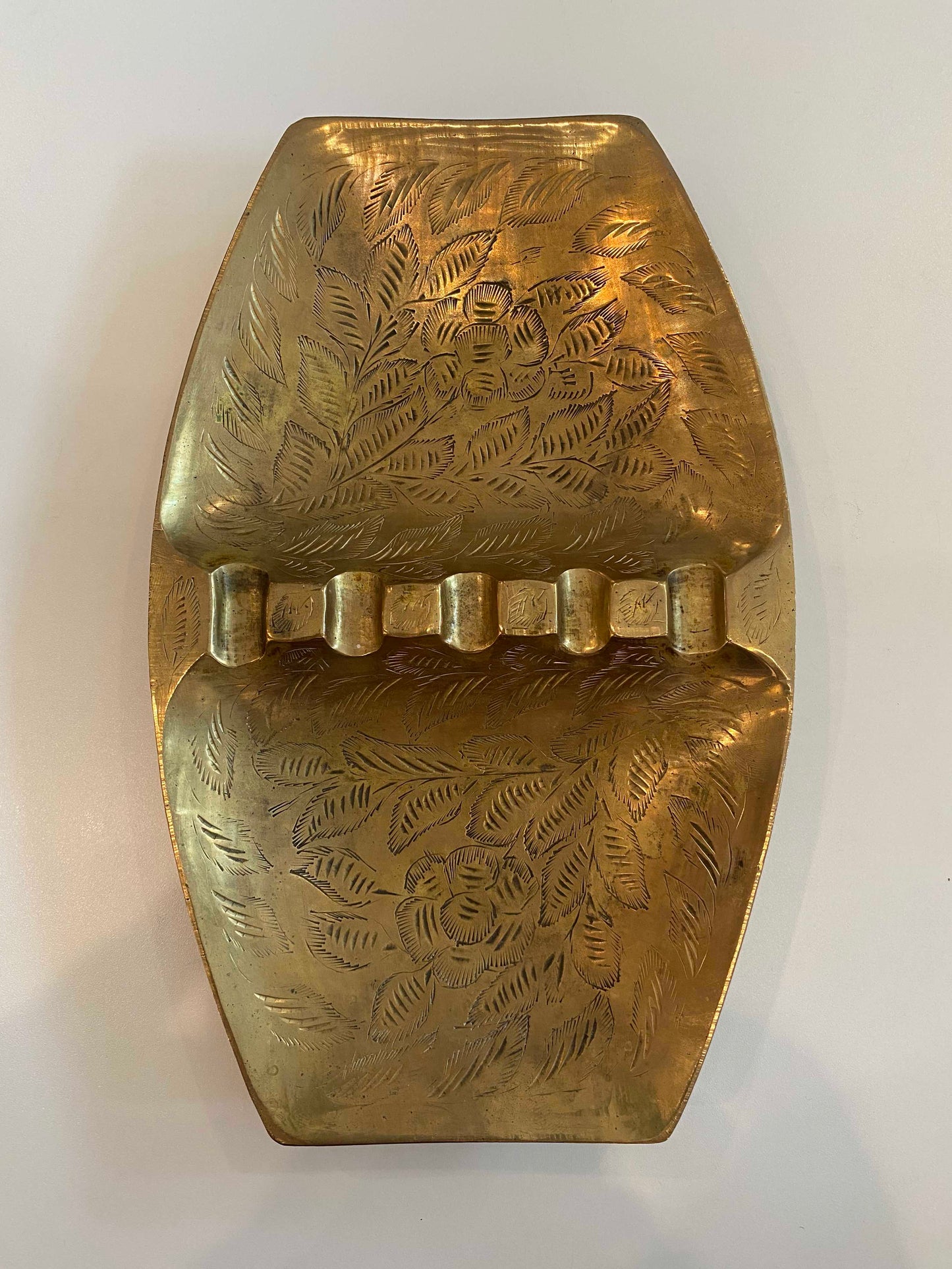 Vintage 1970's Brass Etched Ashtray