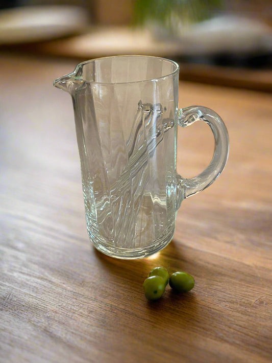 Vintage Glass Cocktail Pitcher with Stir Sticks
