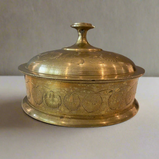 Vintage Brass Trinket Dish with Lid