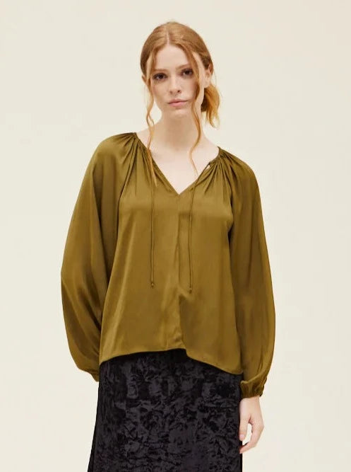 Moss Satin Blouse