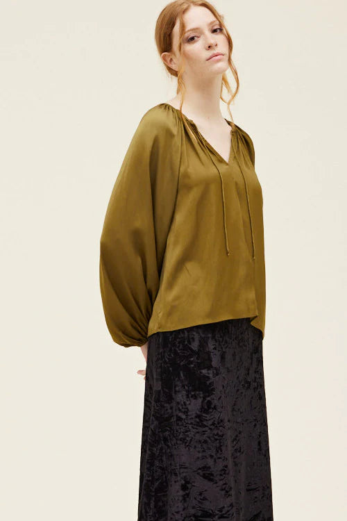 Moss Satin Blouse