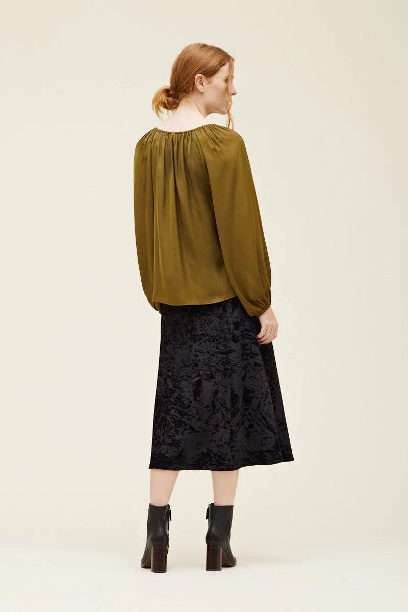 Moss Satin Blouse