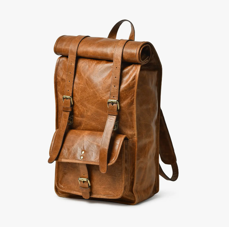 DuVall Leather Rolltop Backpack – Tan