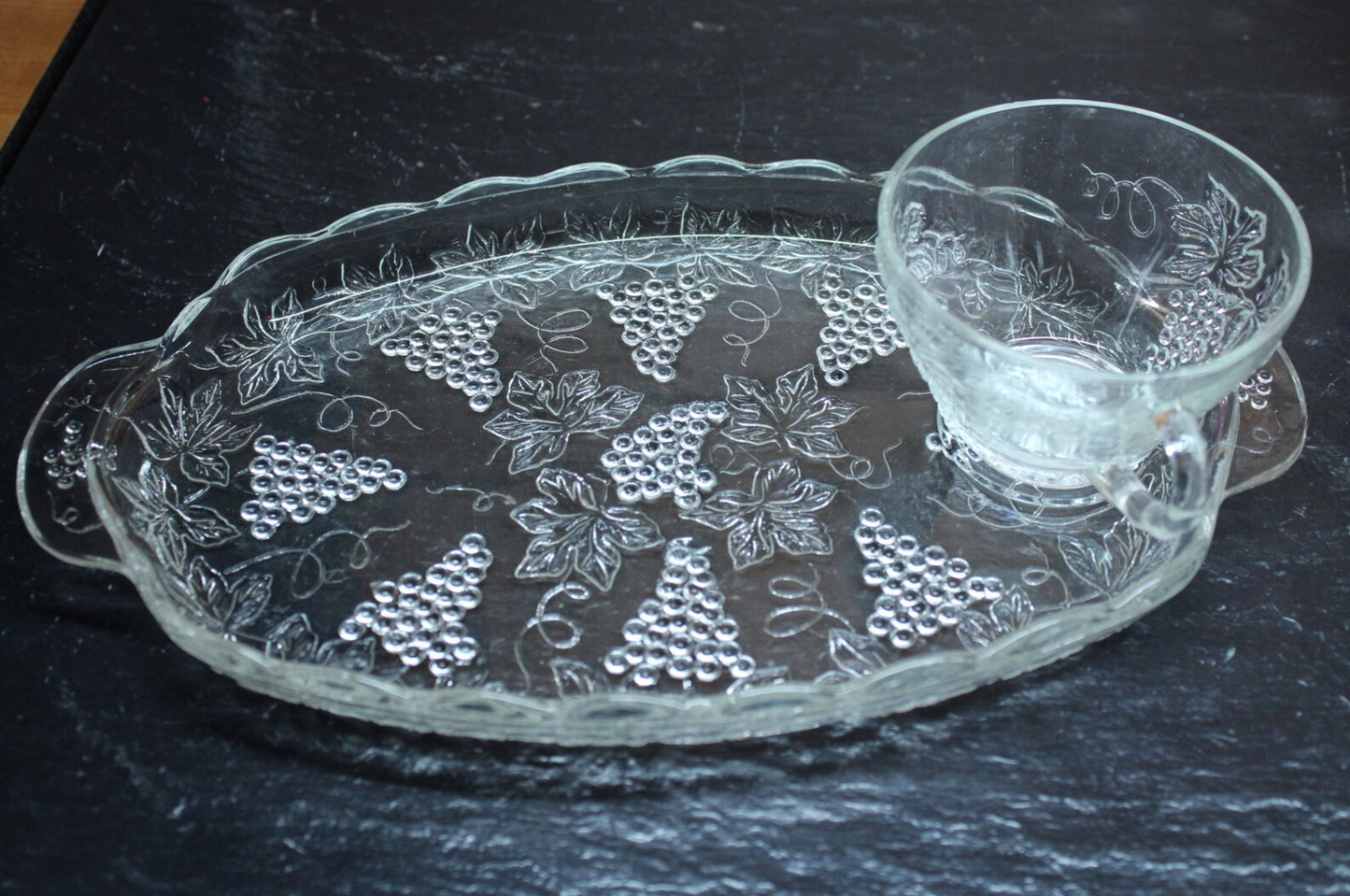 1950's Anchor Hocking Grapevine Snack Set