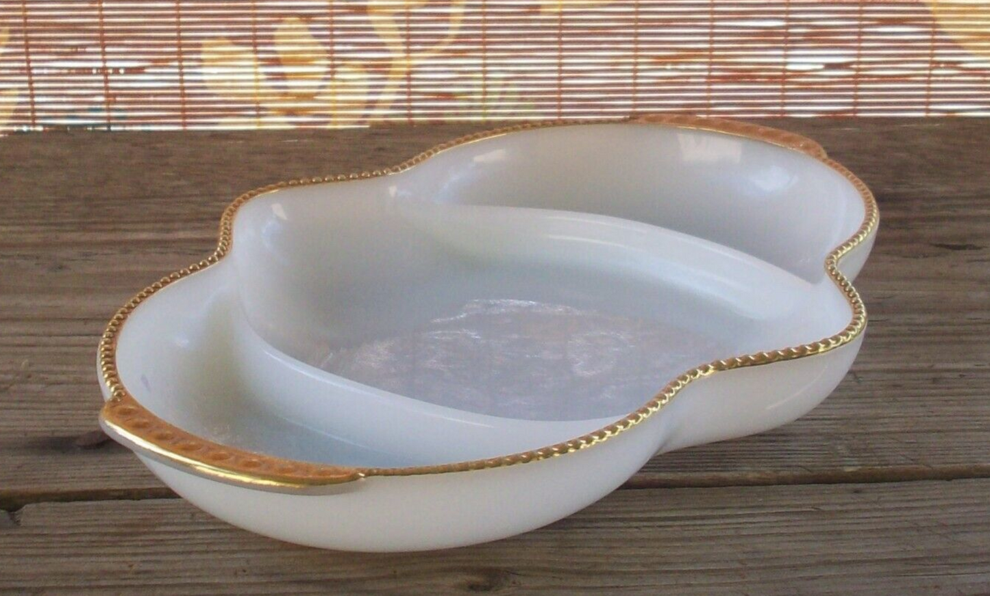 Vintage Fire King Divided Dish Milk Glass Tray