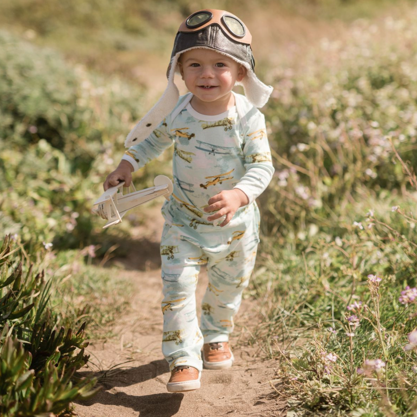 Vintage Planes Organic Cotton Baby Jogger Pants