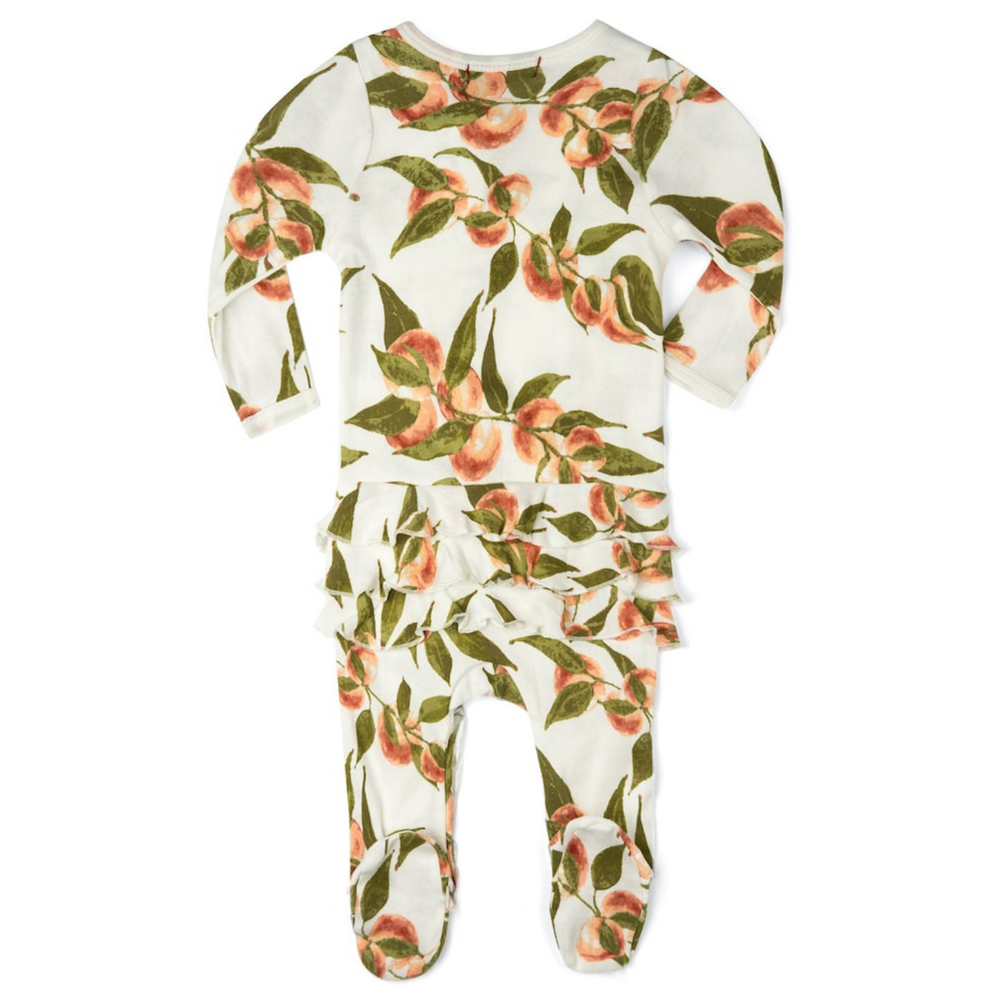 Peaches Organic Cotton Ruffle Zipper Footed Romper