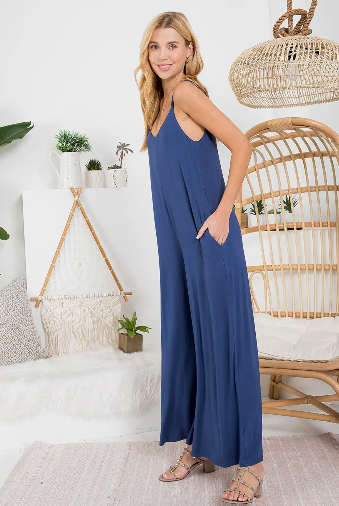 Criss-Cross Back Wide Leg Jumpsuit