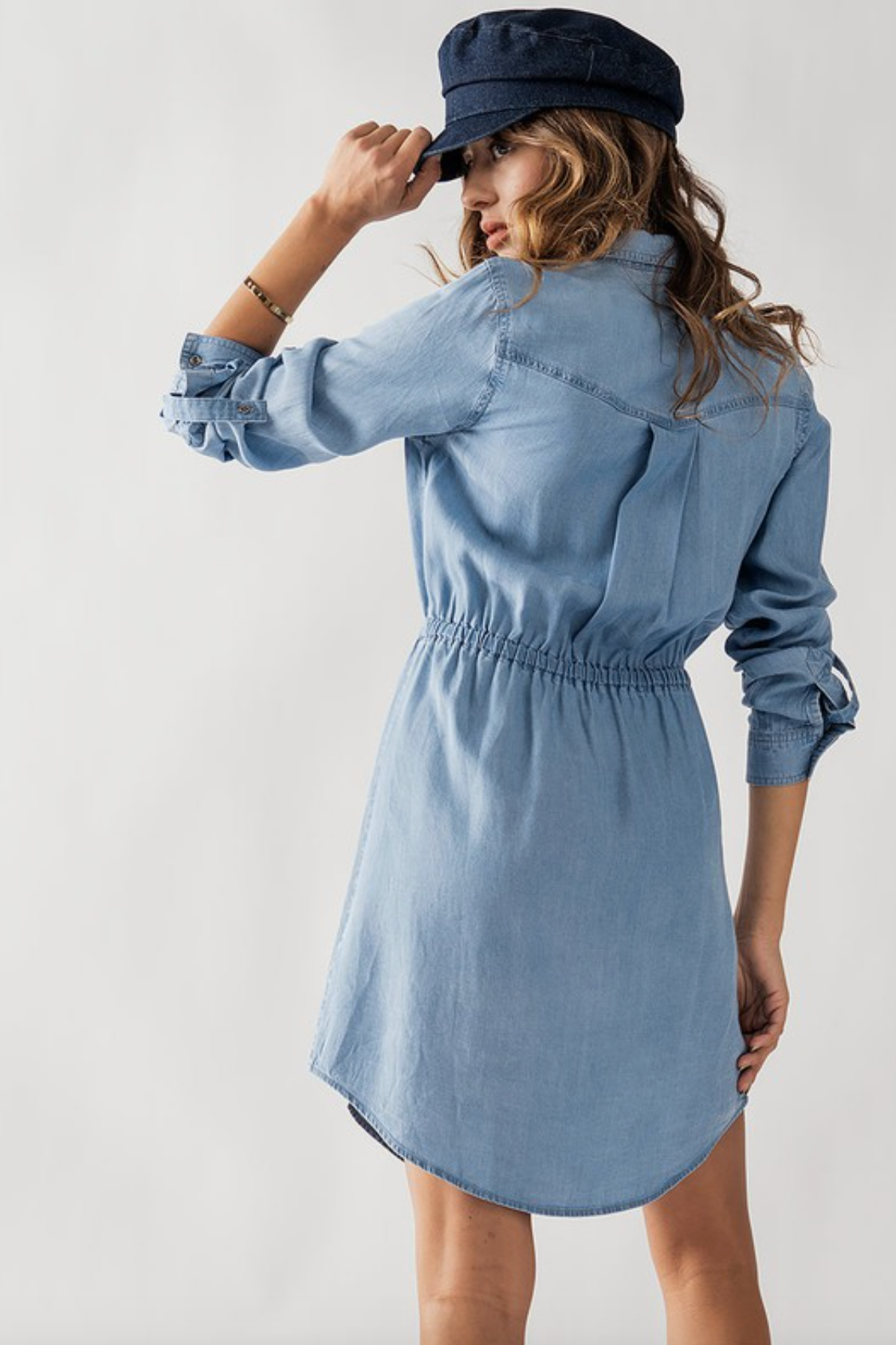 Denim Tunic Dress with Draw String Wait Tie