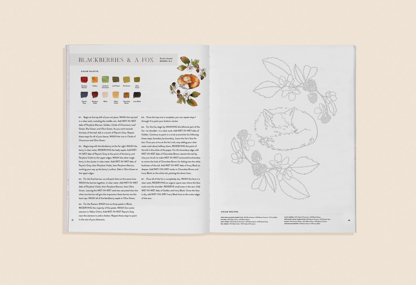 Watercolor Workbook 2: Flowers, Feathers & Animal Friends