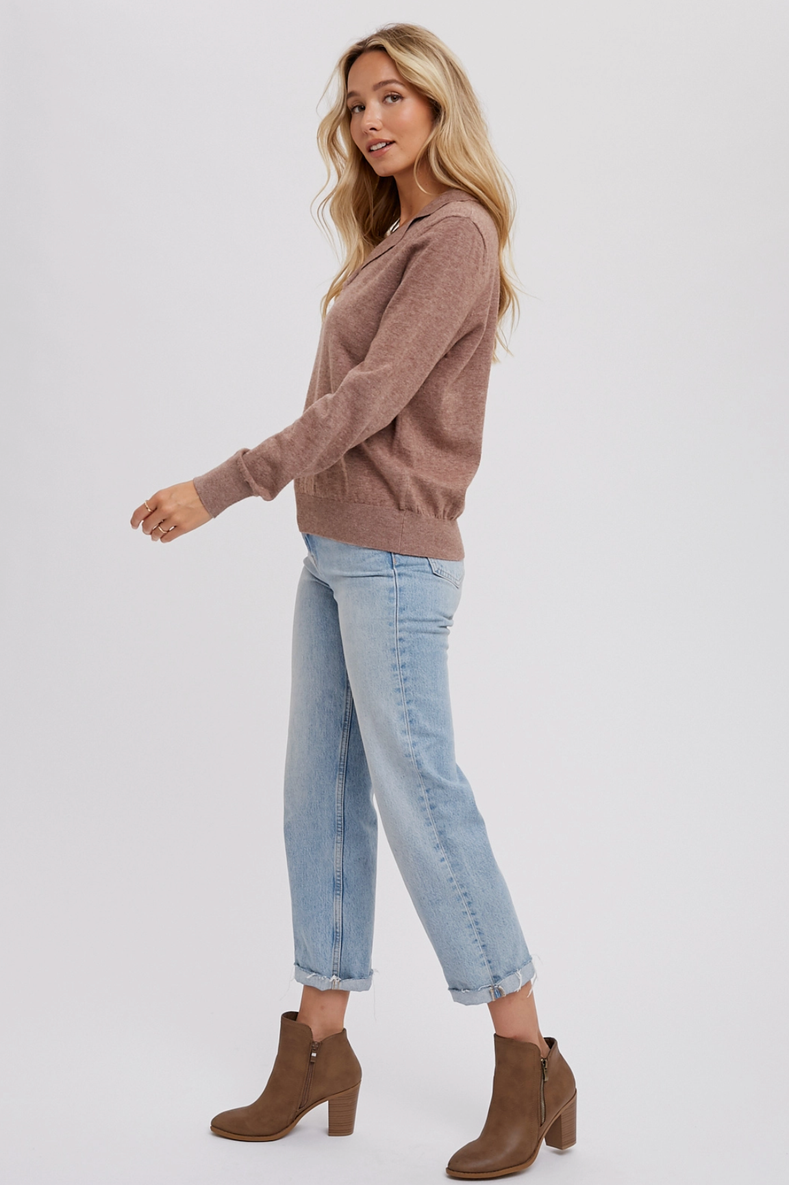 Notched Collar Pullover