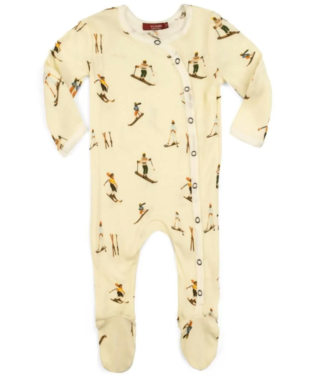 Vintage Natural Ski Organic Cotton Snap Footed Romper