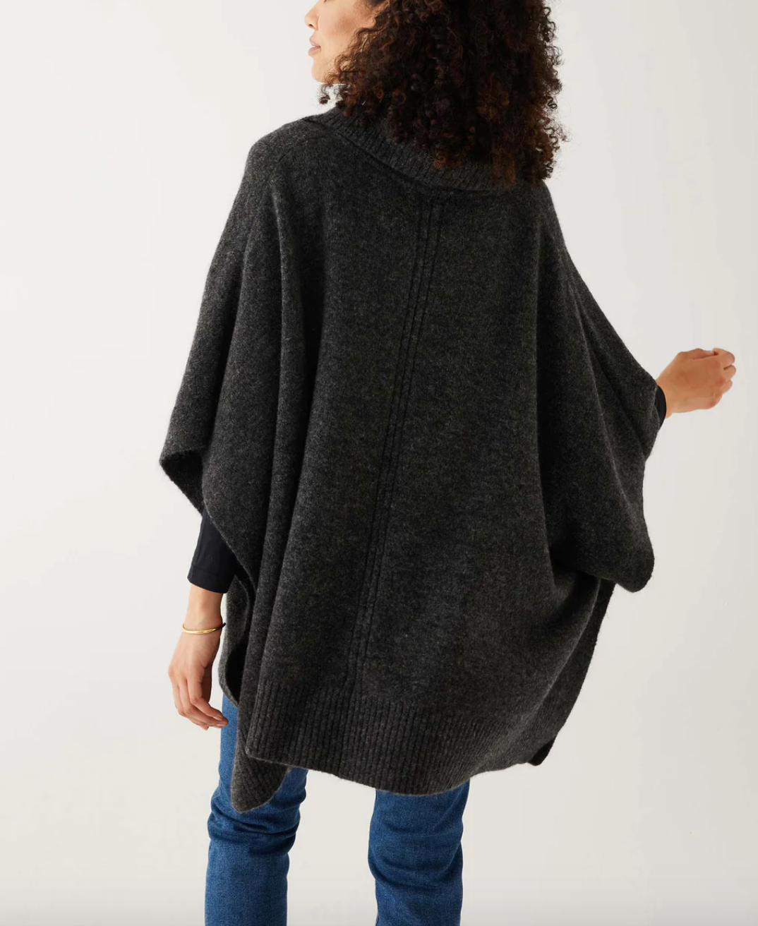 Cambridge Collar Poncho - Charcoal