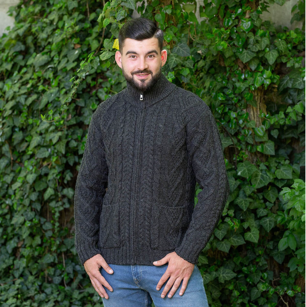 Merino Wool Mens Zipper Cardigan