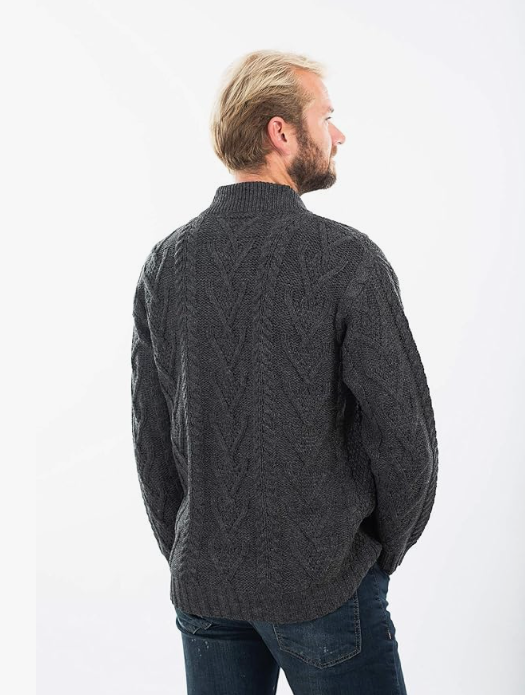 Merino Wool Mens Zipper Cardigan