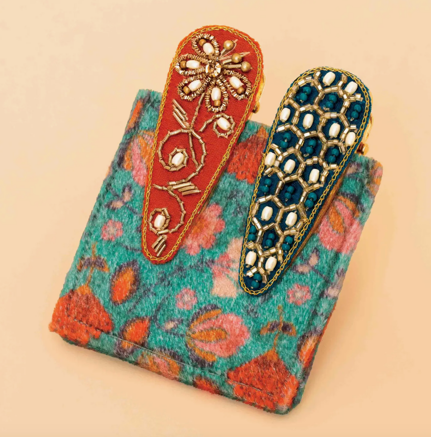 Hexagon/Floral Stem Hair Clips