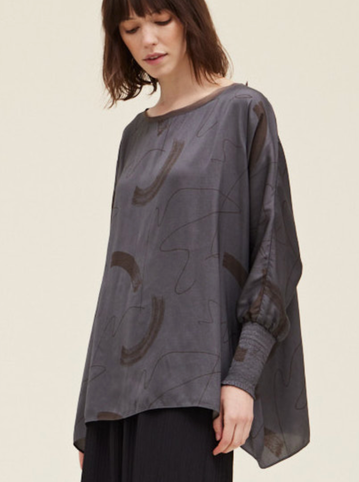 Satin Brush Print Tunic