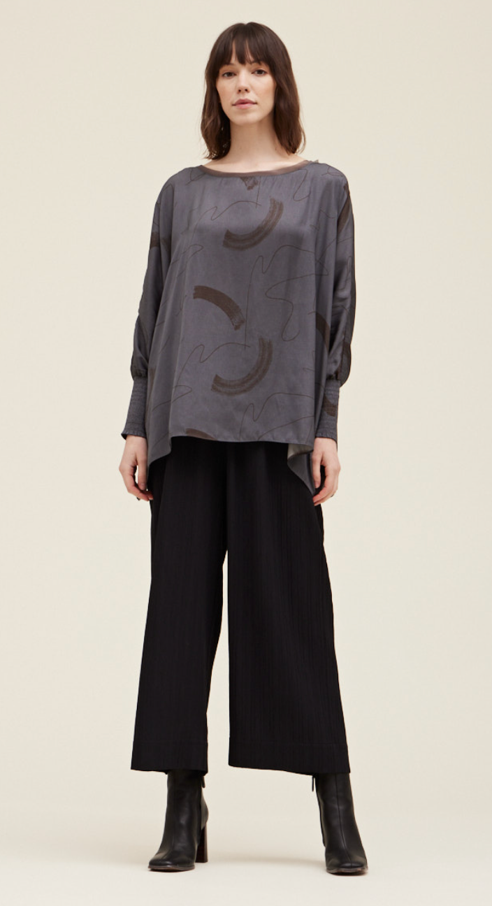 Satin Brush Print Tunic
