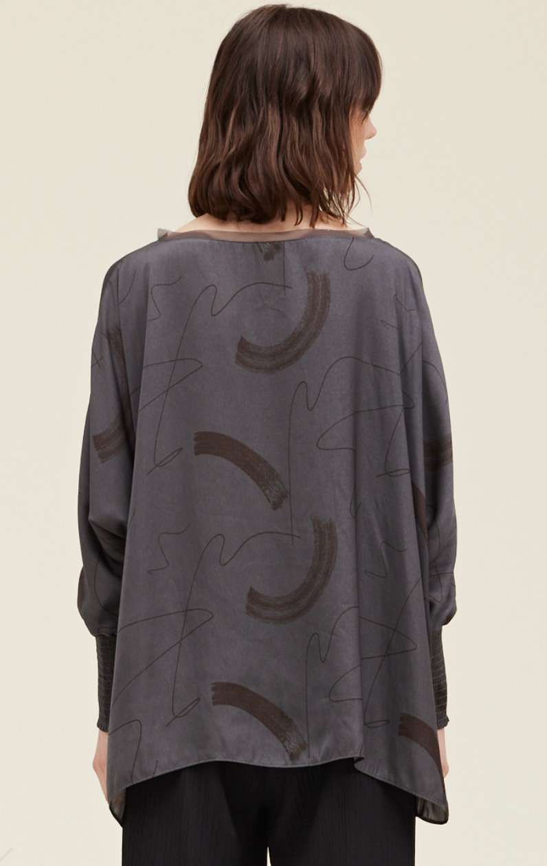 Satin Brush Print Tunic