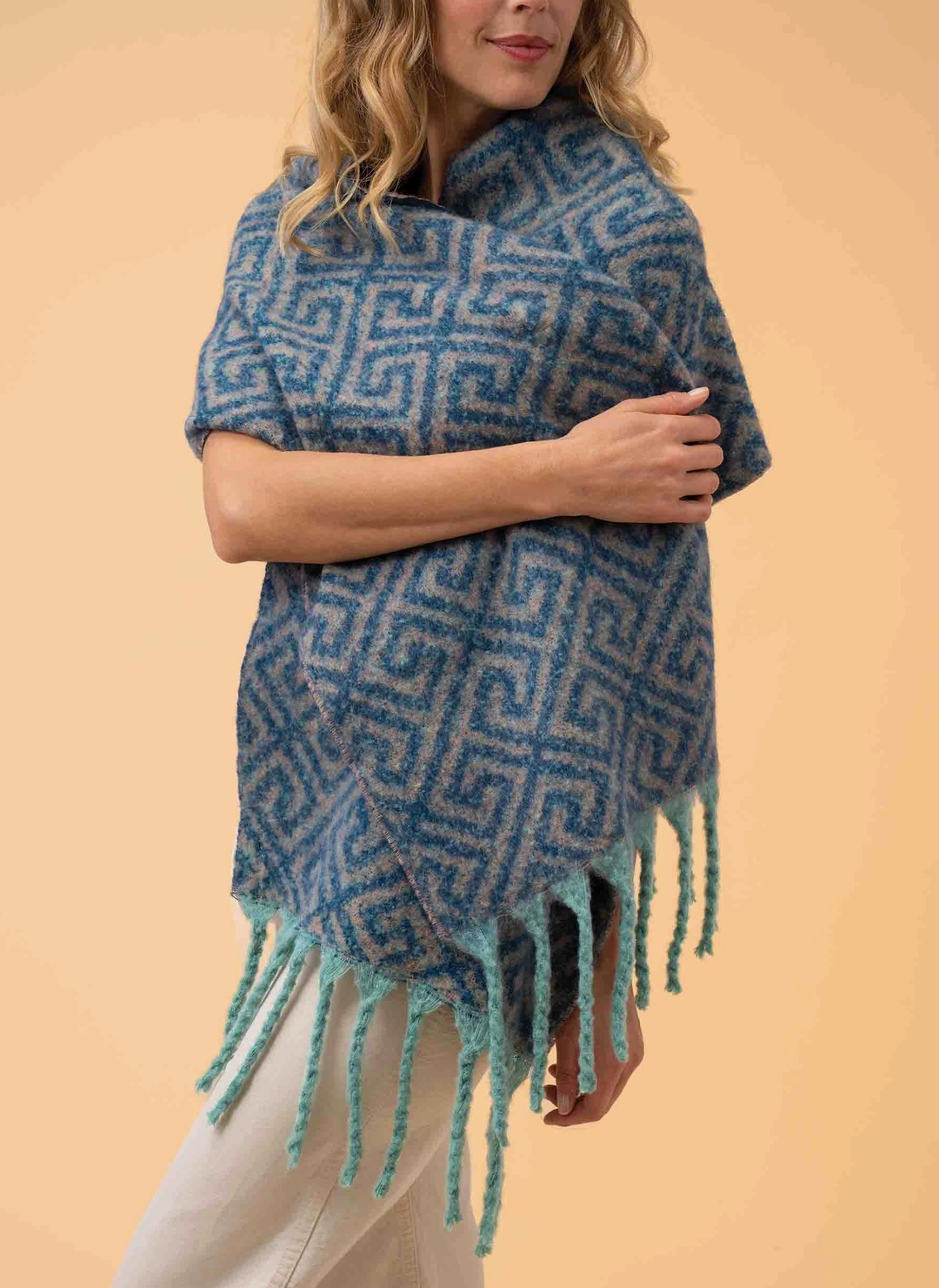 Athena Scarf - Denim & Taupe