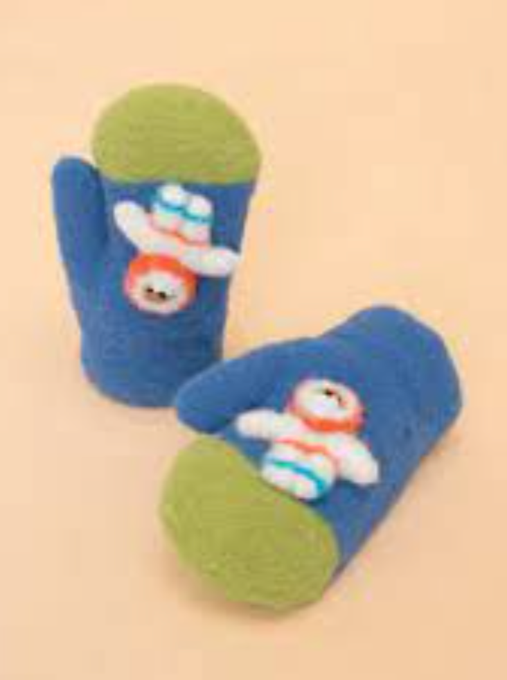 Space Bear Powder Pals Mittens - Blue
